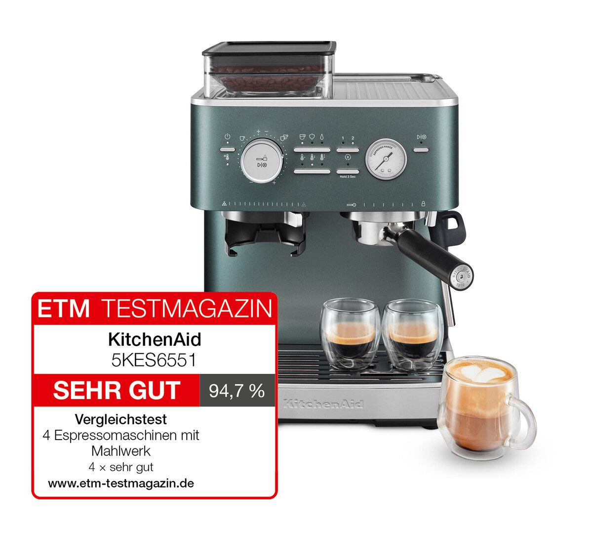KitchenAid Espressomaschine 5KES6551EJP, Siebträger mit Mühle