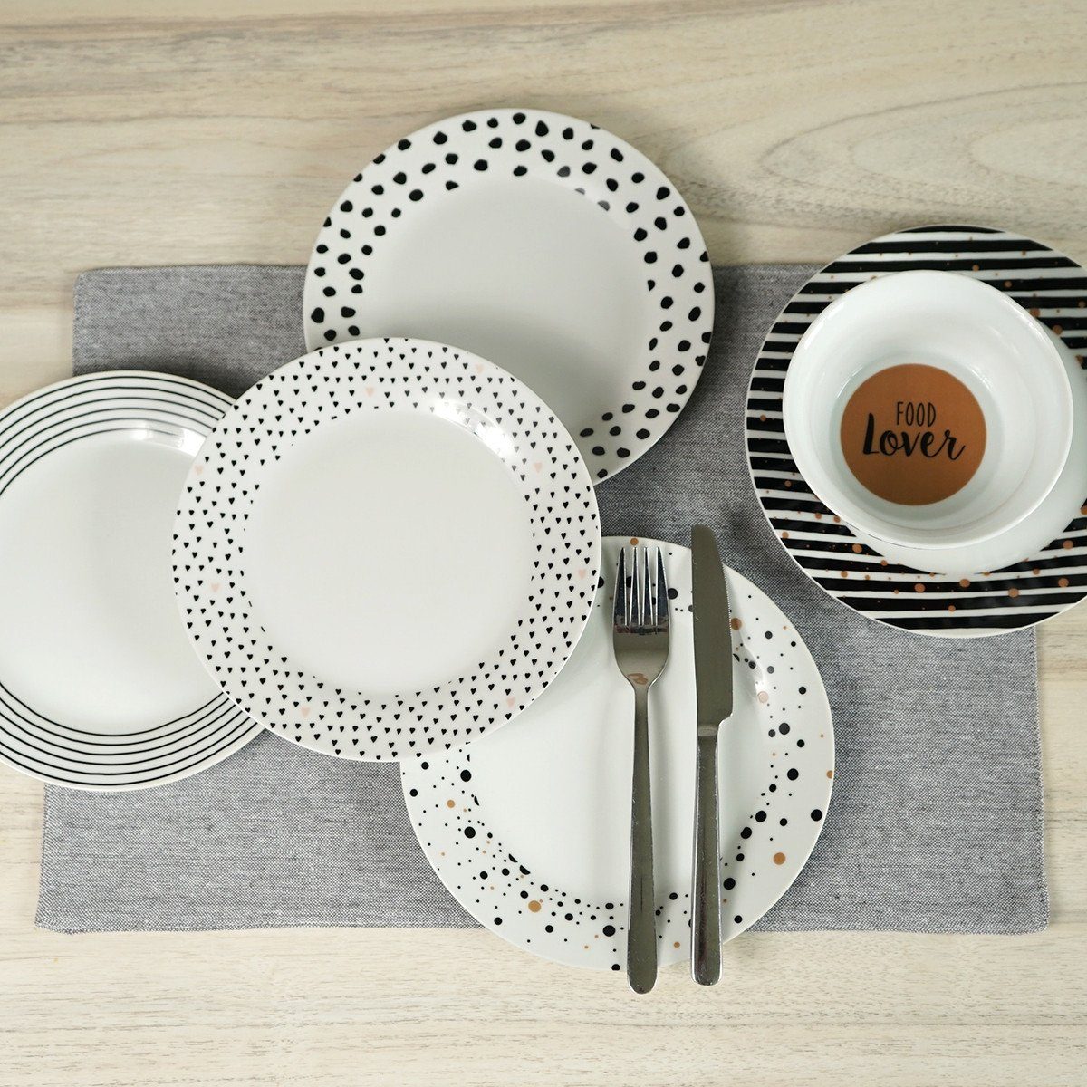 Geda Labels GmbH Frühstücksteller Home Time food lover, (1 St), Weiß, 20,5 cm, spülmaschinengeeignet