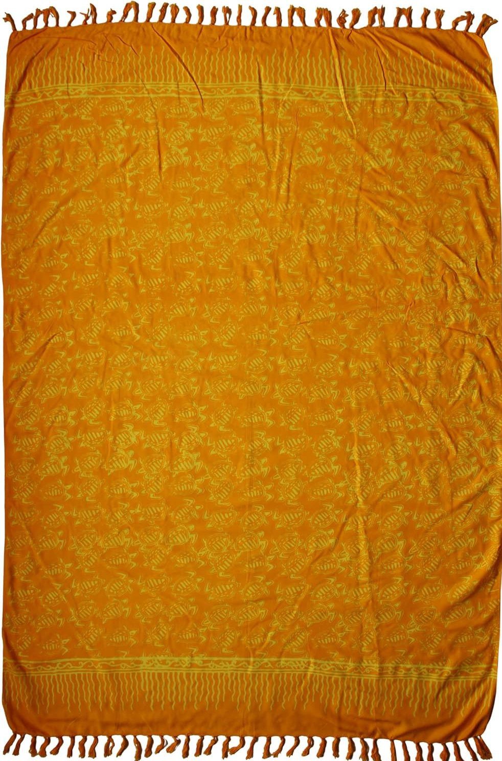 Wogeka Sarong blickdichter Sarong gelb Muster als Strandtuch Strandkleid Wickelrock