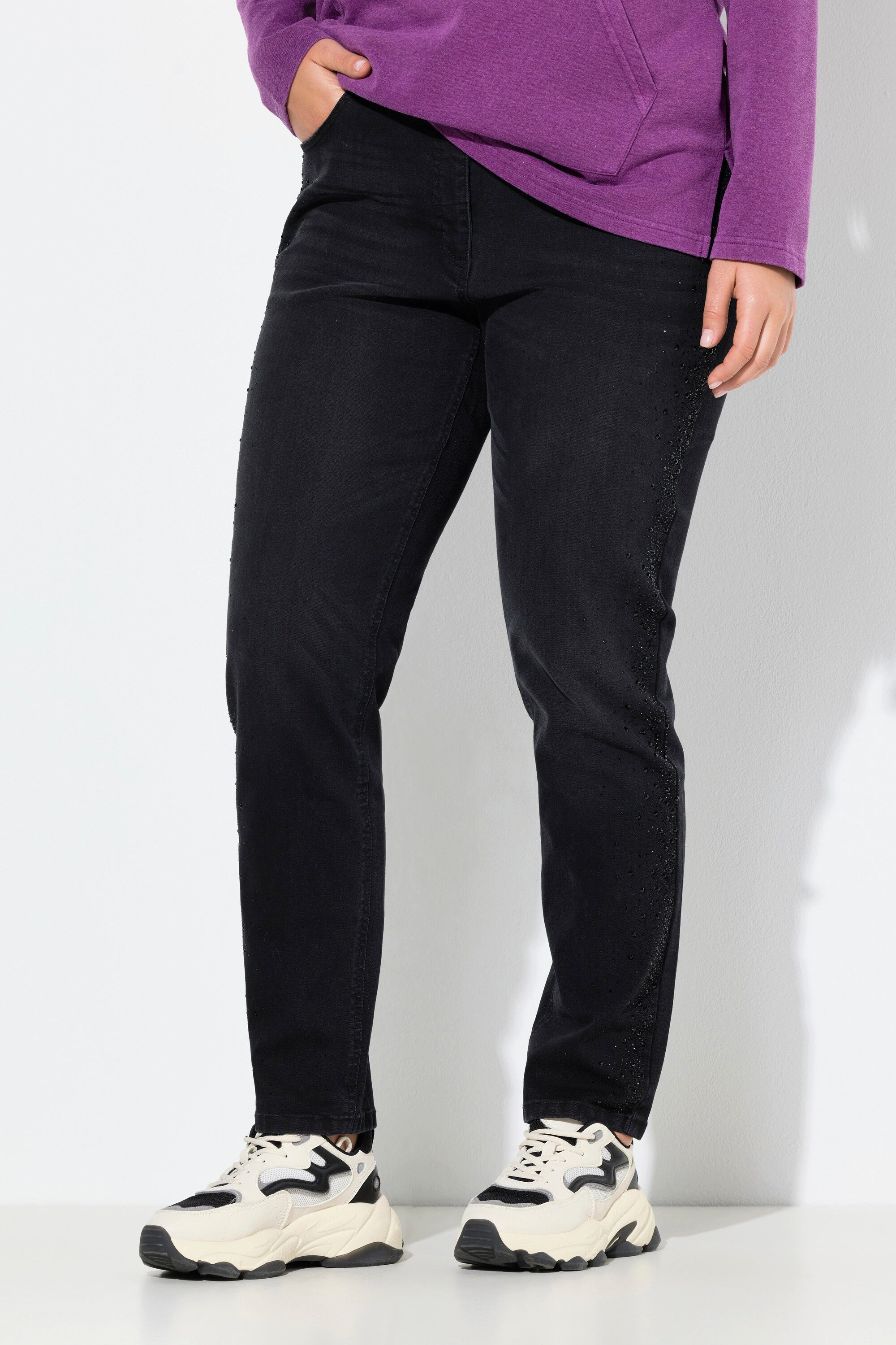 Ulla Popken Regular-fit-Jeans Джинсы Mia Ziersteine Komfortbund Stretchdenim