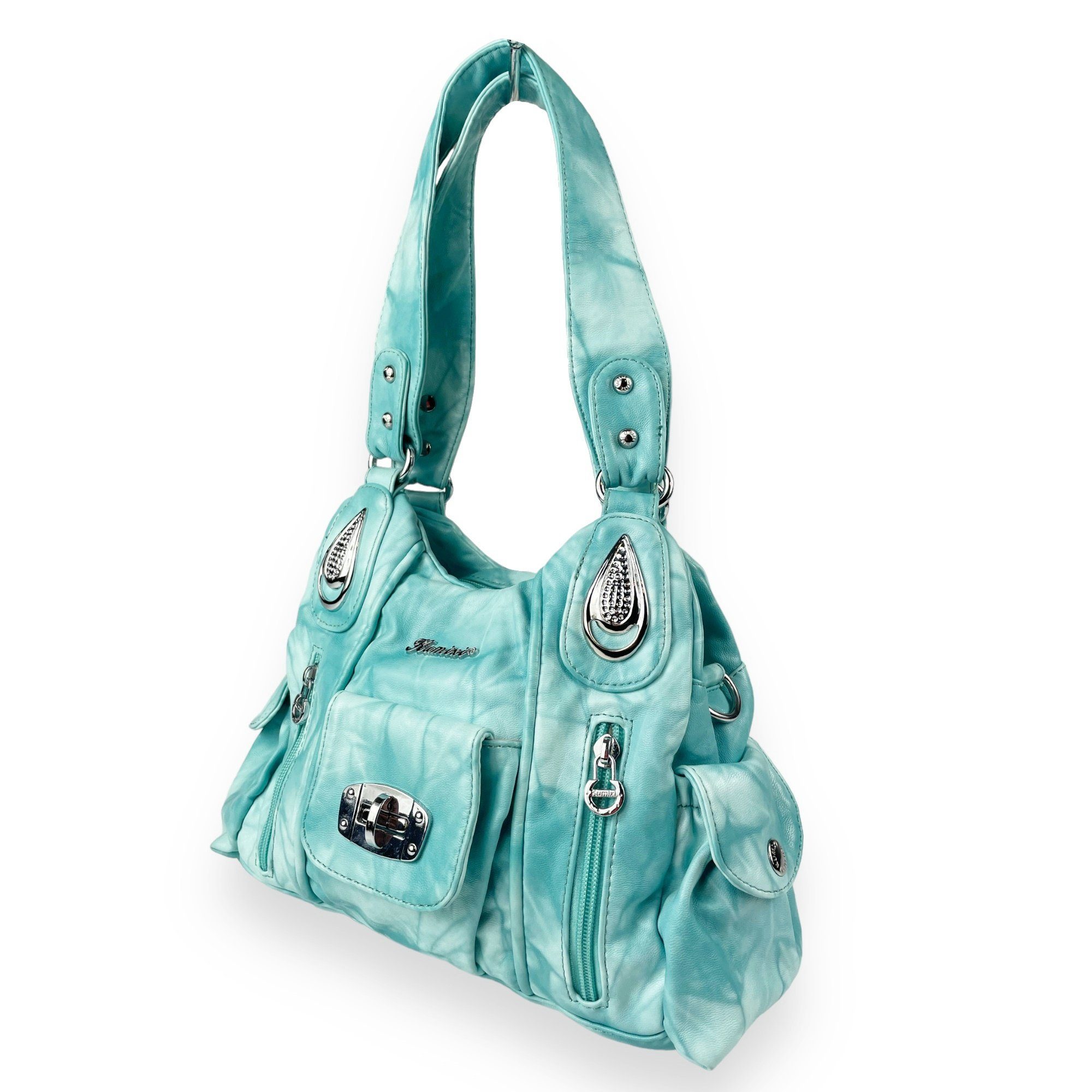 Taschen4life Schultertasche kleine Damen Handtasche AK19227 batik soft, Sommertasche mit 2 Hauptfächern von Kumixi