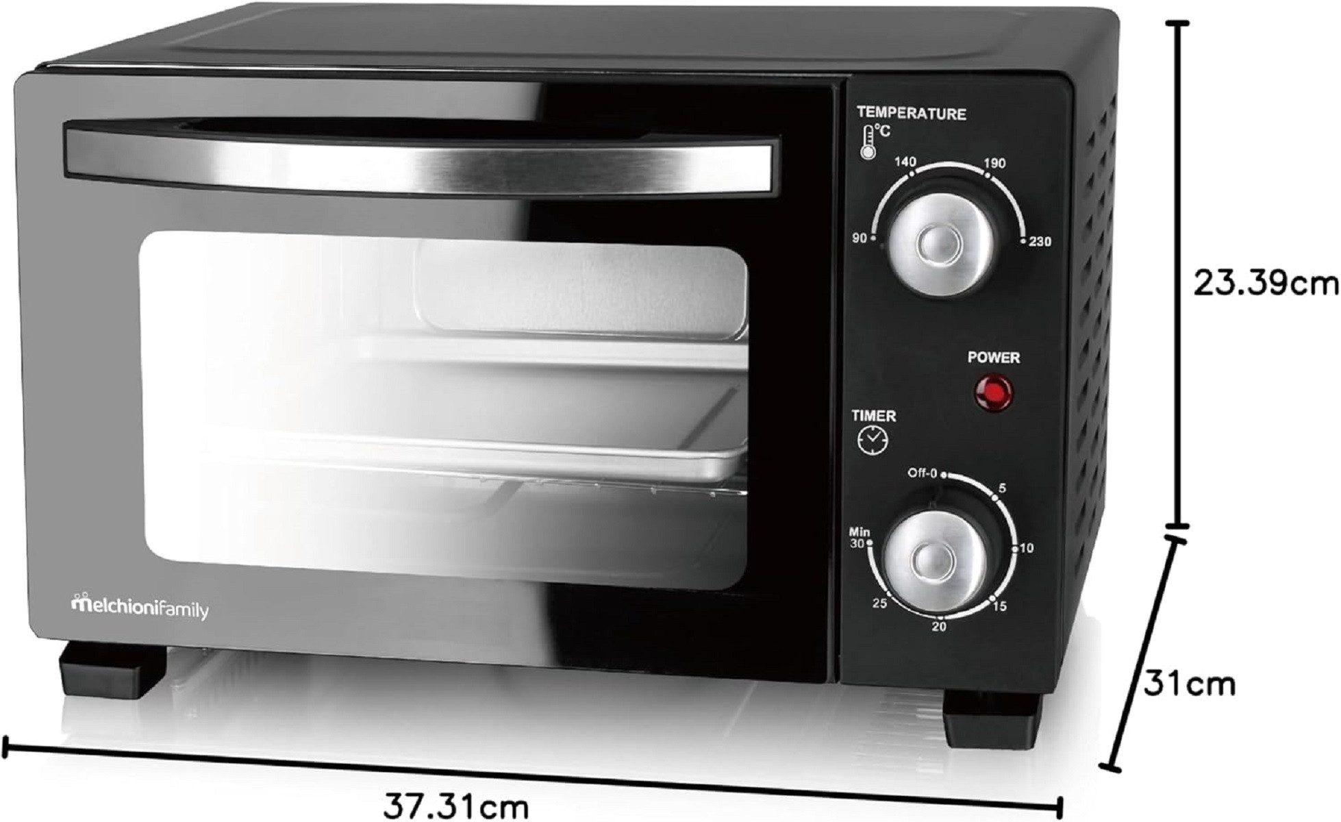 Melchioni Minibackofen Elektrischer Ofen mit 11 Liter Kapazität DEVIL 11 800W