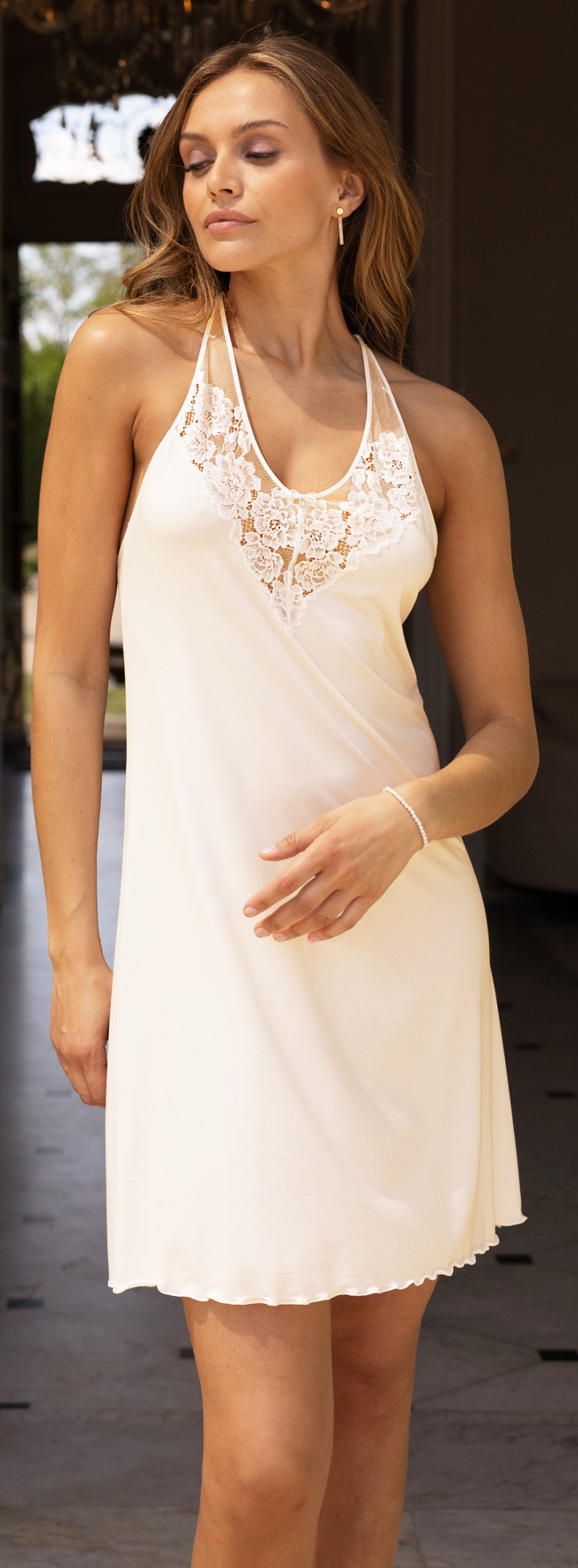 Nina Von C. Nachthemd Damen Negligee mit Spitze (1-tlg) Extravagant