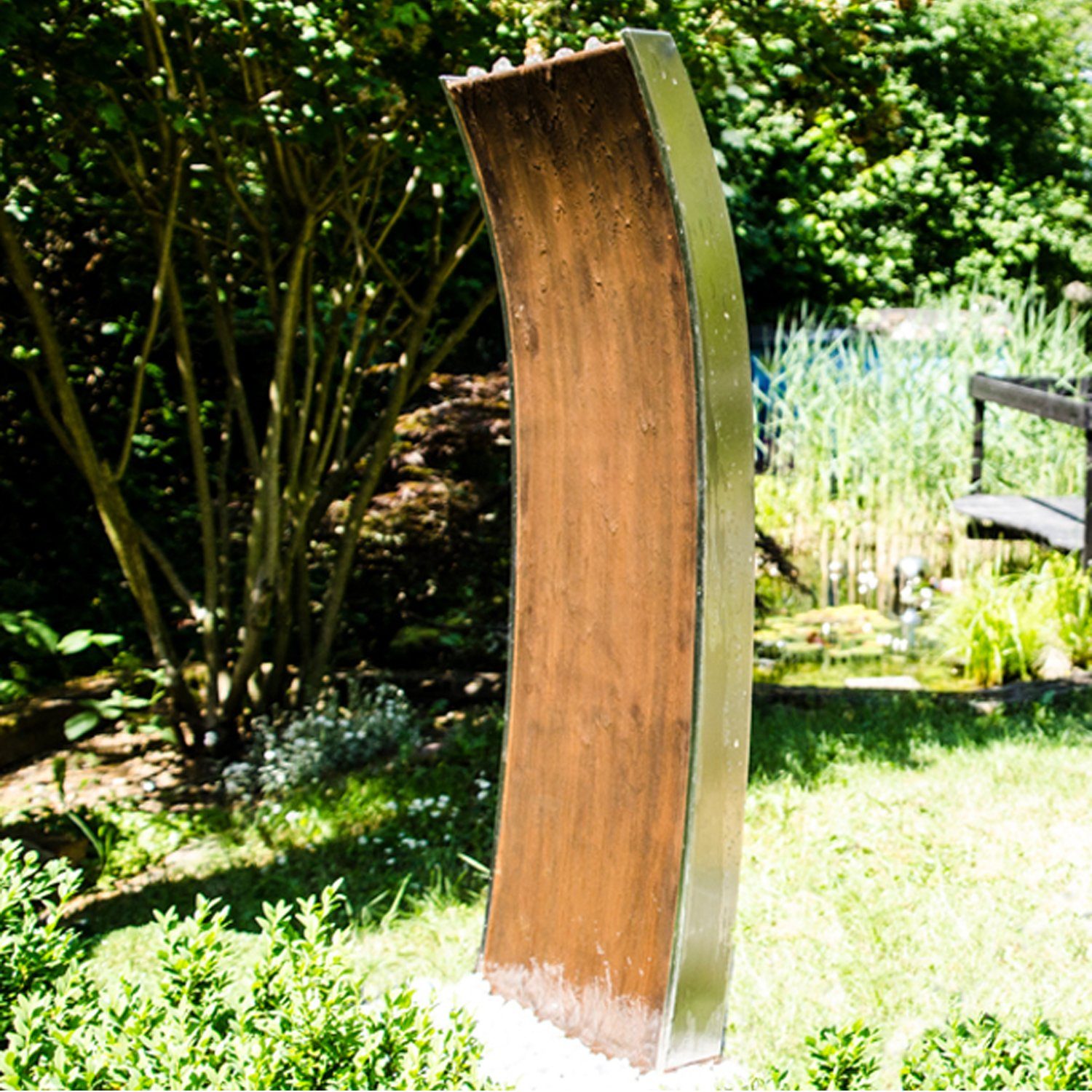 Köhko Gartenbrunnen "Mexiko" mit LED Höhe 119 CM Springbrunnen aus Cortenstahl