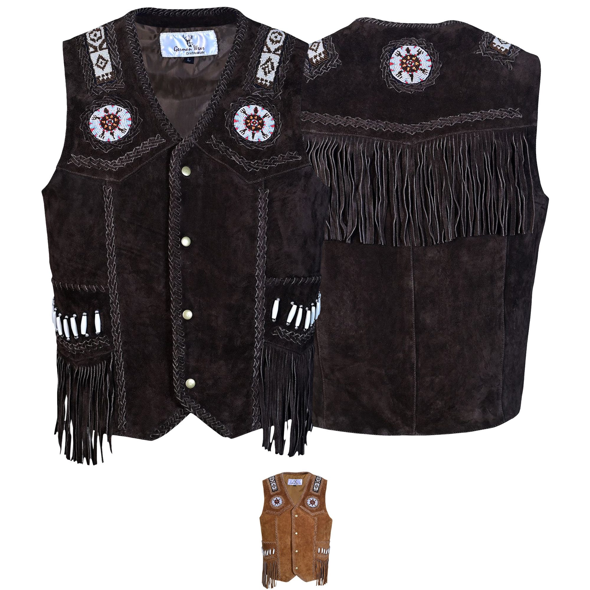German Wear Reitweste GW951-Weste Western Lederweste Tracht Weste Reiter weste Lederkutte