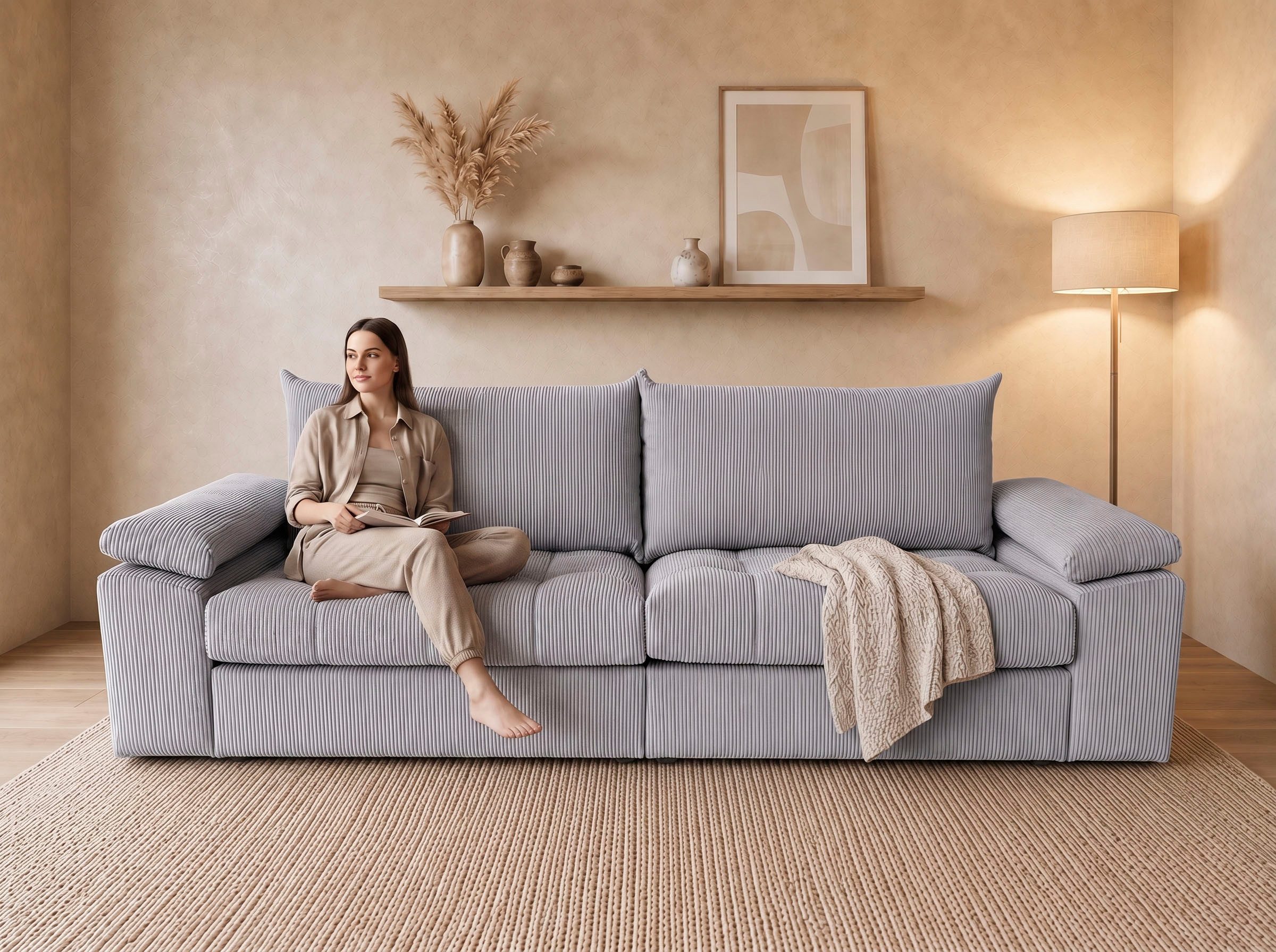 OTTO home Big-Sofa Soft&Cosy Pik XXL, B: 303 cm, Mega Sofa in Cord, Lounge-Komfort mit edler Sitzsteppung, Federkern