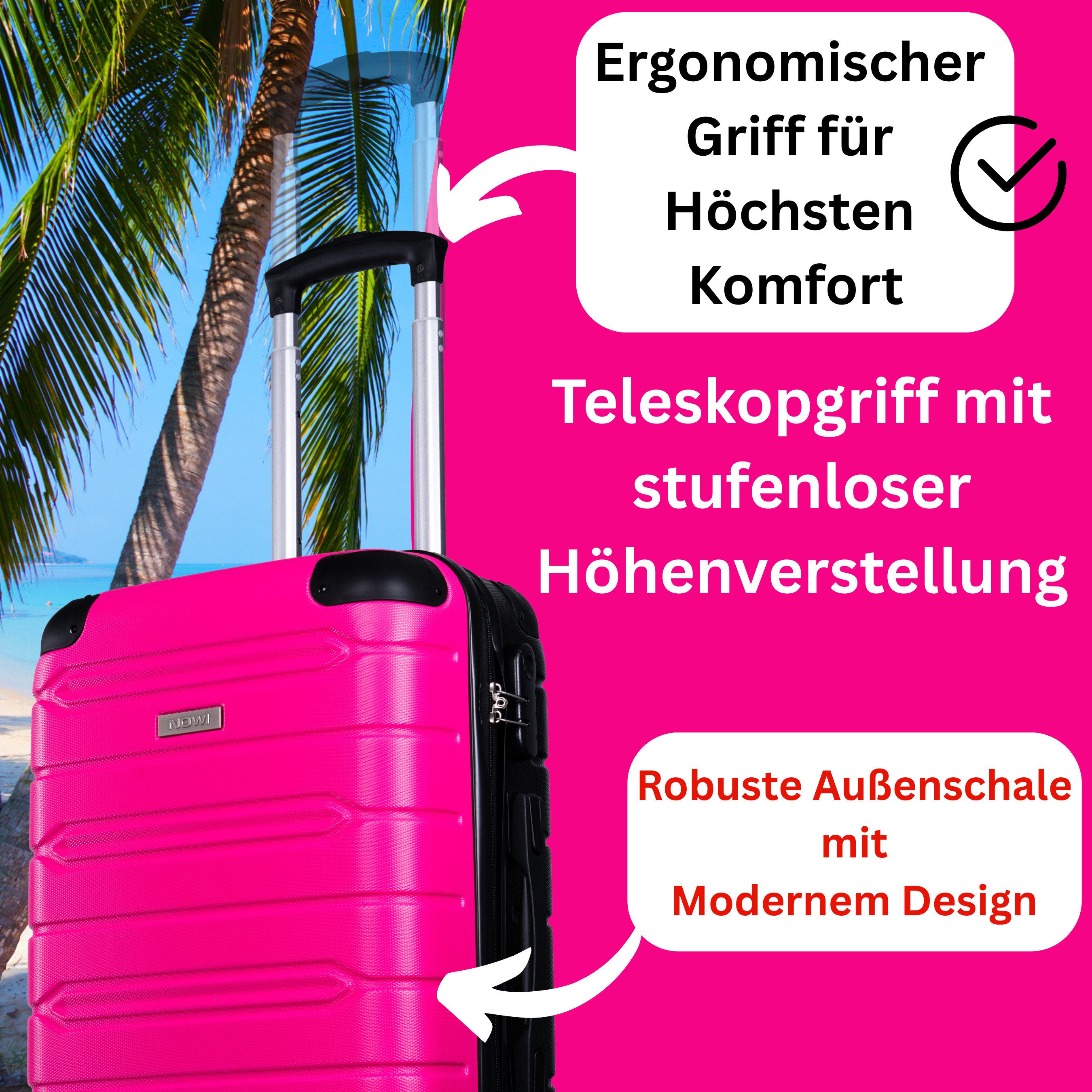 NOWI Hartschalen-Trolley Koffer Hartschalenkoffer mit Zahlenschloss & 8 Rollen Trolley, Zahlenschloss