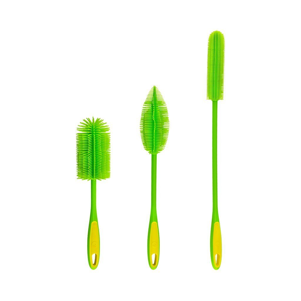 Kochblume Reinigungsbürsten-Set Silikonbürsten, (Spar-Set, 3-tlg), Köpfe untereinander austauschbar limette