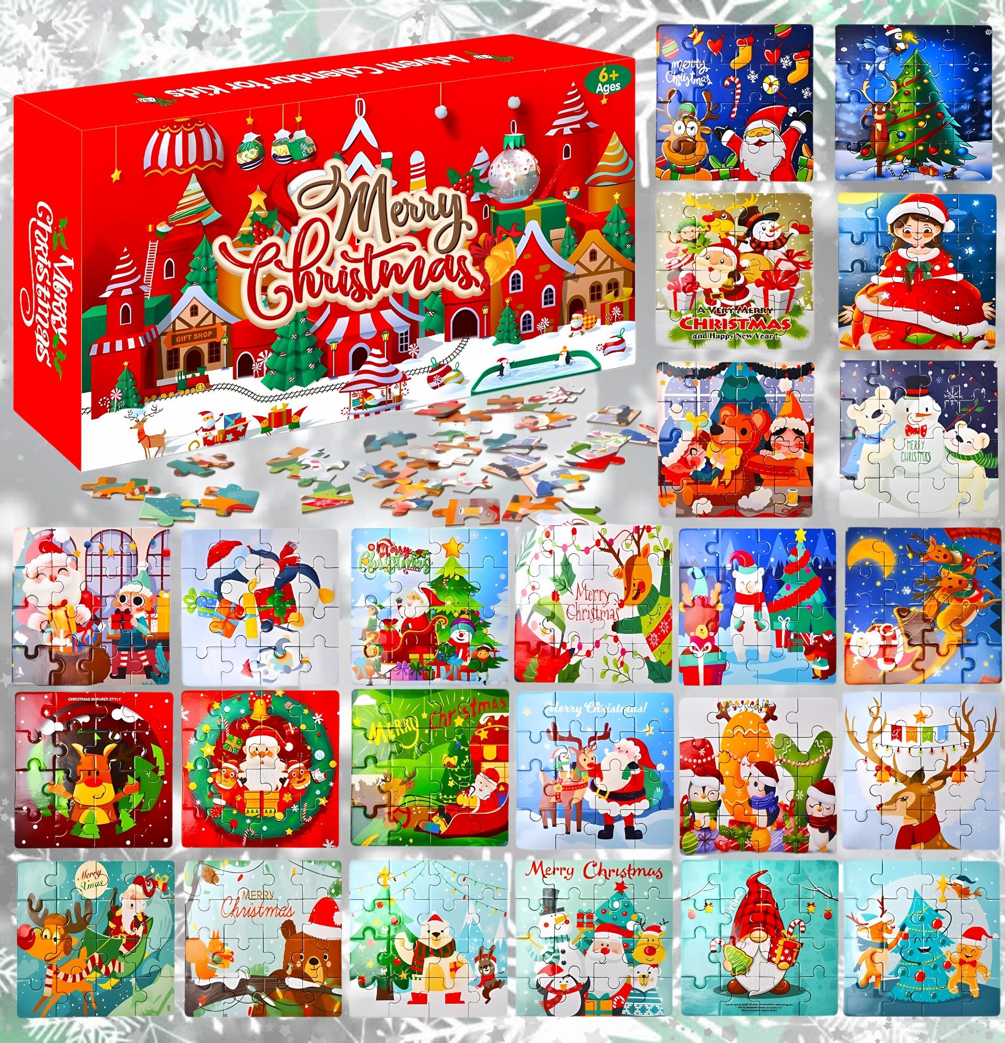 Lucadeau Adventskalender Puzzle Adventskalender 2024 für Kinder, Geschenk für Mädchen und Jungs