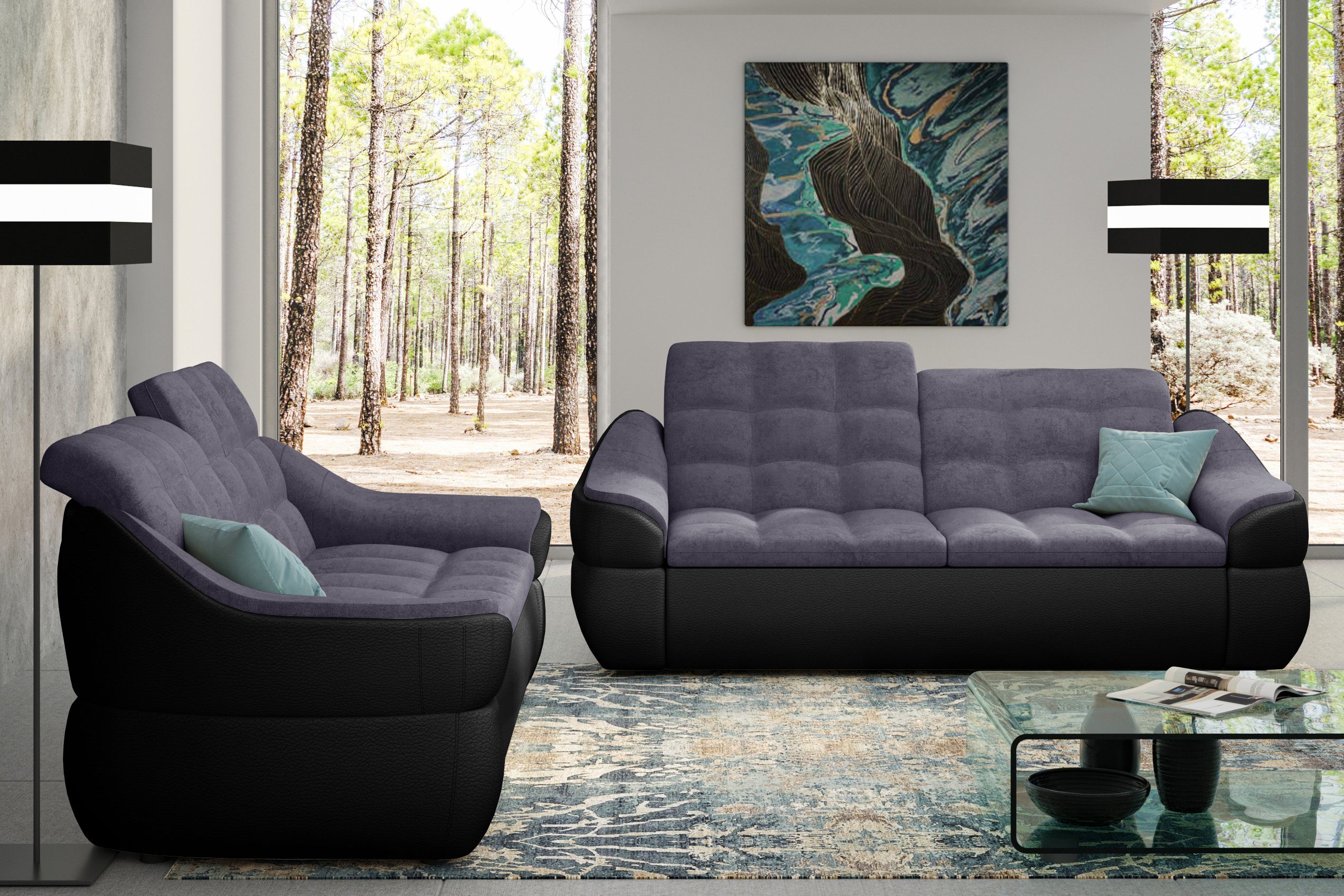 Stylefy Polstergarnitur Alisa, Design, in Sofa, made Europa (2-tlg), bestehend aus Modern 2x2-Sitzer (Set