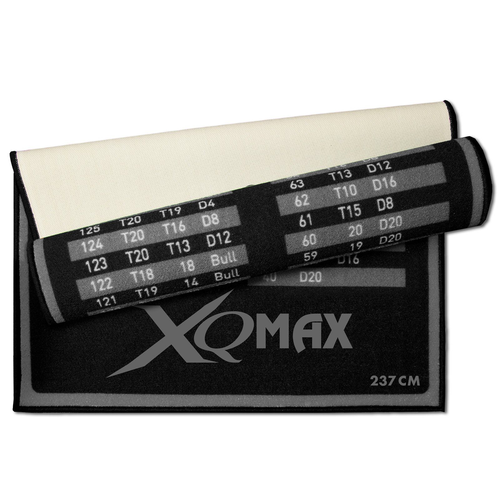 Teppich), Dartteppich (Dartmatte, mit Spielabstand mehrfarbig Out grau/schwarz, offiziellem Dartscheibe Check XQMAX