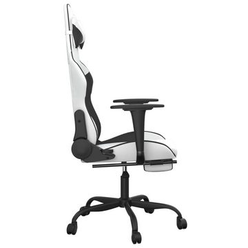 vidaXL Bürostuhl Gaming-Stuhl mit Massage Fußstütze Weiß Schwarz Kunstleder