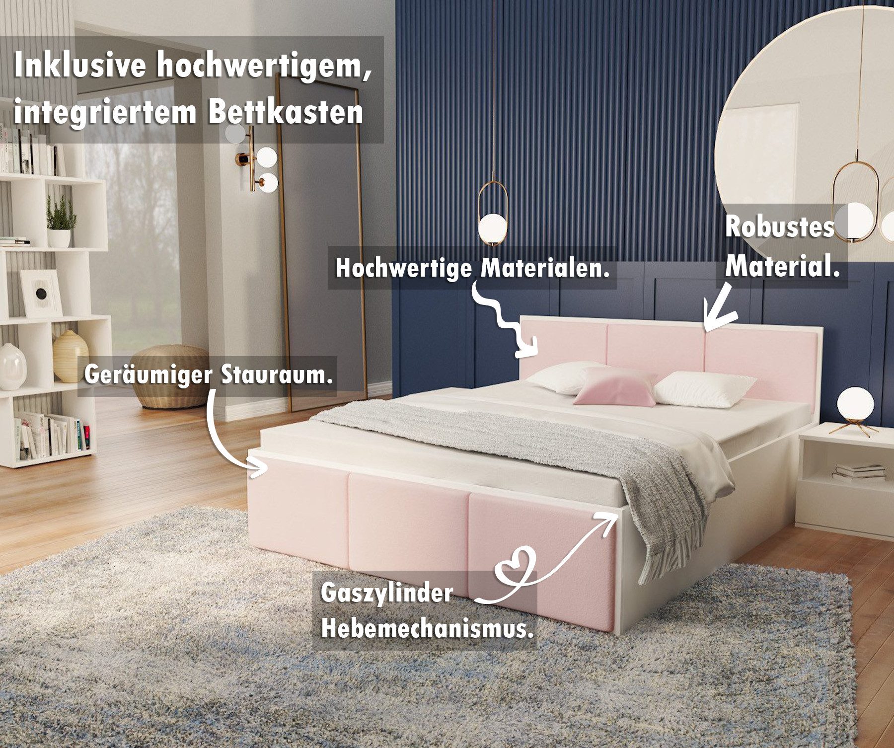 FDM Stauraumbett mit Bettkasten und Lattenrost günstig online kaufen