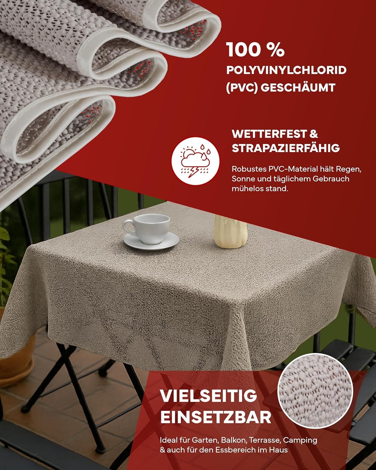 texpot Tischdecke Gartentischdecke Schaum PVC Weichschaum (1-tlg) – Bild 4 von 5