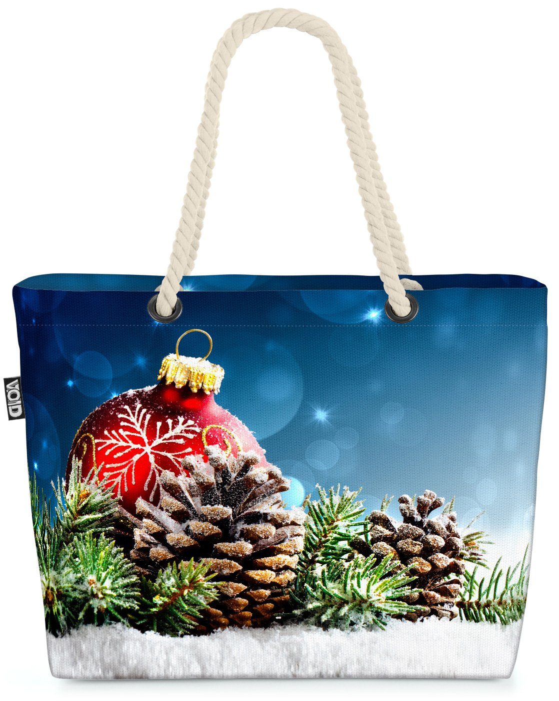 VOID Strandtasche (1-tlg), Deko Weihnachten Adventskranz Beach Winter Schmuck Dekorati Bag Christbaumkugel