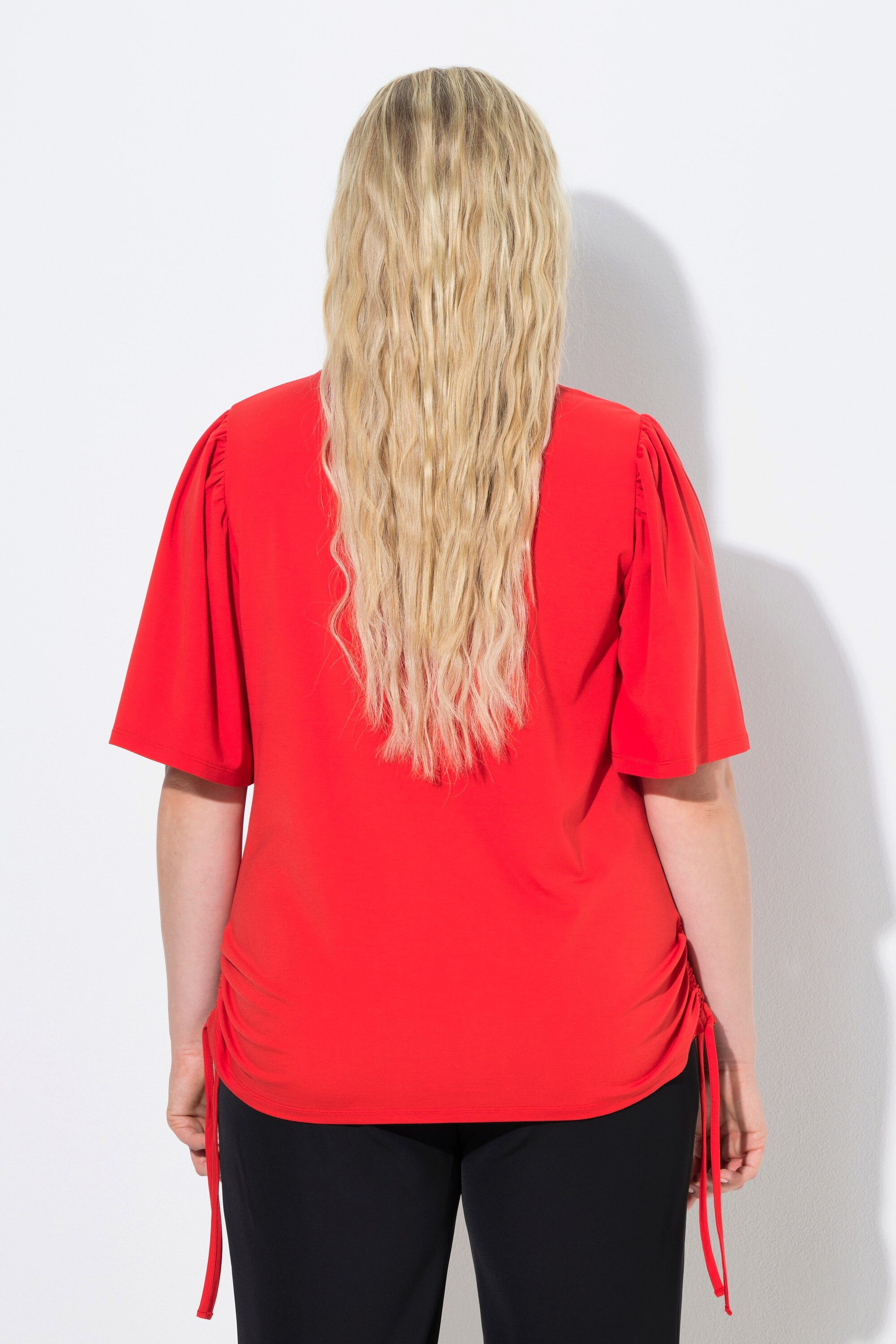 Ulla Popken T-Shirt T-Shirt Raffbänder V-Ausschnitt Flügel-Halbarm – Bild 3 von 4