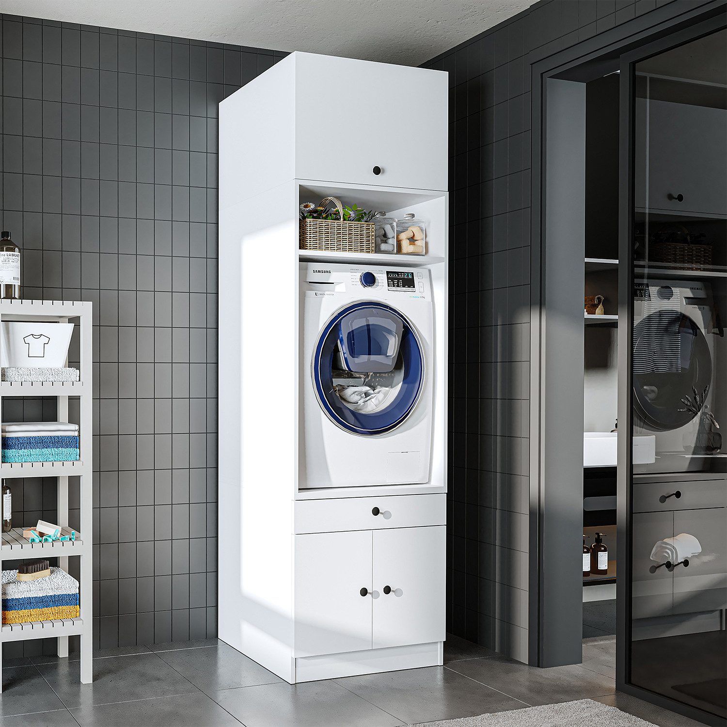 Roomart Waschmaschinenumbauschrank (Waschmaschinenschrank mit Schrankaufsat günstig online kaufen