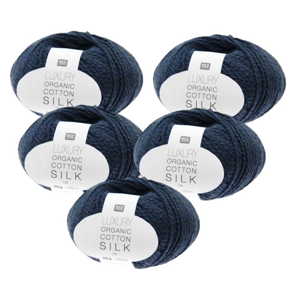 Rico Design 5 x Rico Luxury Organic Cotton Silk DK Häkelwolle, 240 m
