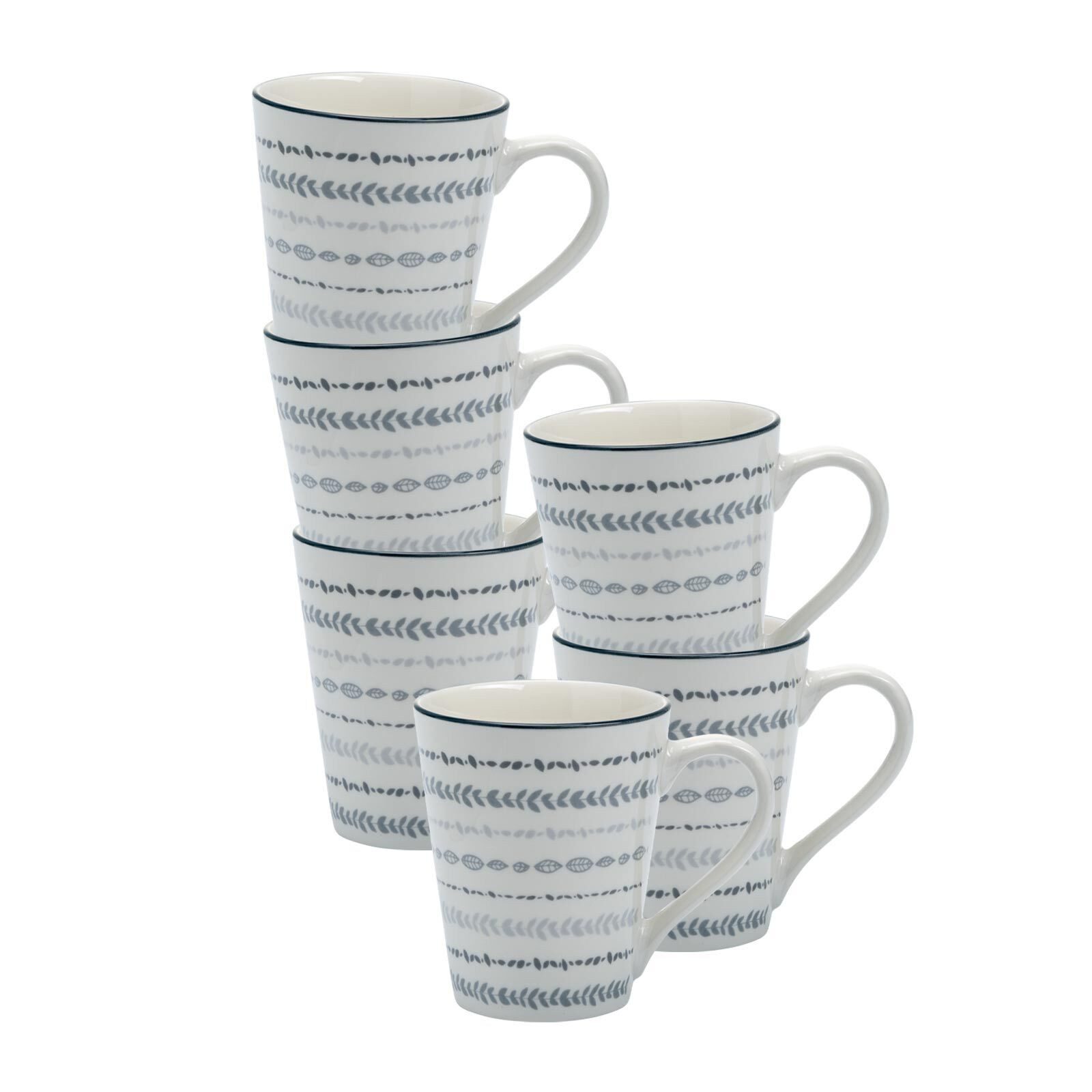 Ritzenhoff & Breker Becher Sendai Ranke Henkelbecher 300 ml 6er Set, 6-tlg., Porzellan