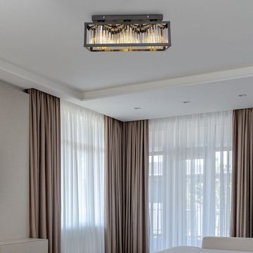 Globo Deckenleuchte Deckenleuchte Deckenlampe Wohnzimmer Metall schwarz Kristalle 15697-3D, 3 flammig, ohne Leuchtmittel, Lichtfarbe ist abhängig vom Leuchtmittel, Schlafzimmer, Esszimmer, Küche, Flur