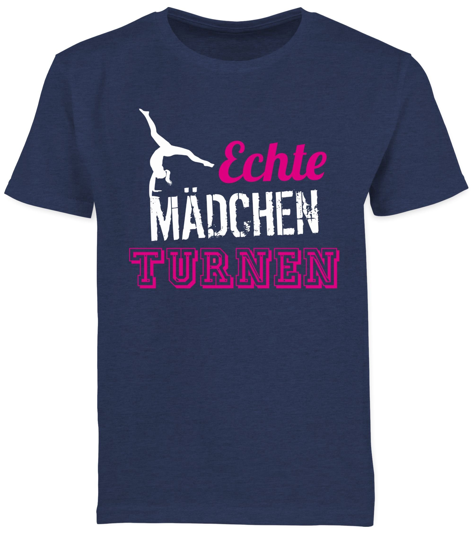 Shirtracer Mädchen Geschenk Sport Turnerin 1 Kinder Meliert T-Shirt Dunkelblau turnen Kleidung Echte -