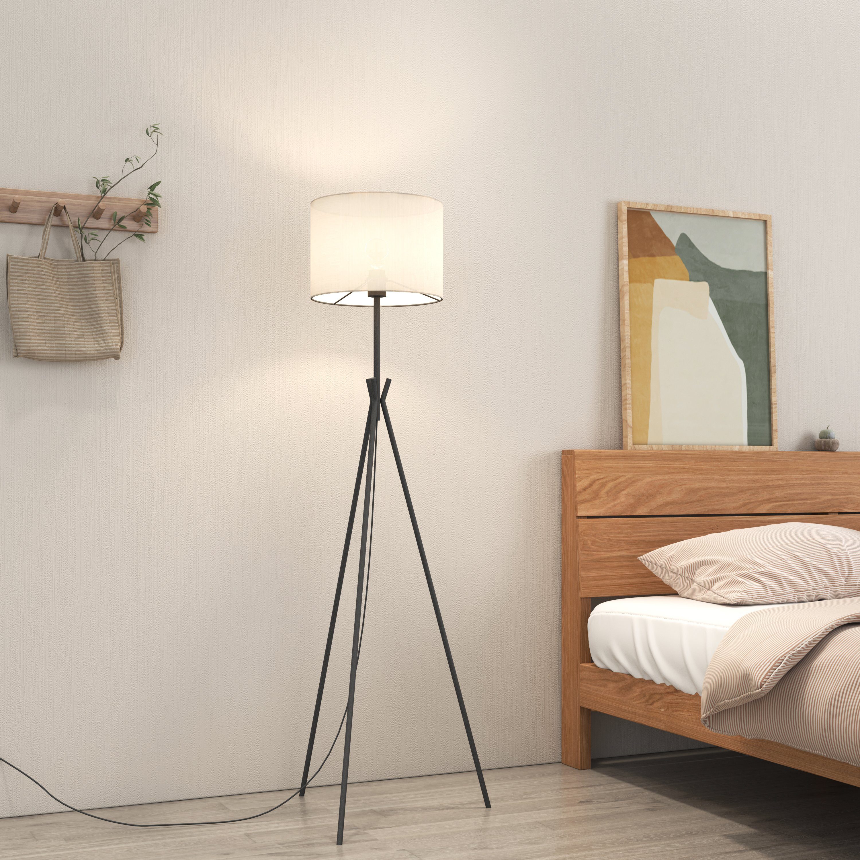 Stehlampe E27 Textil Vintage mit Fußschalter Höhe 1,5 Meter