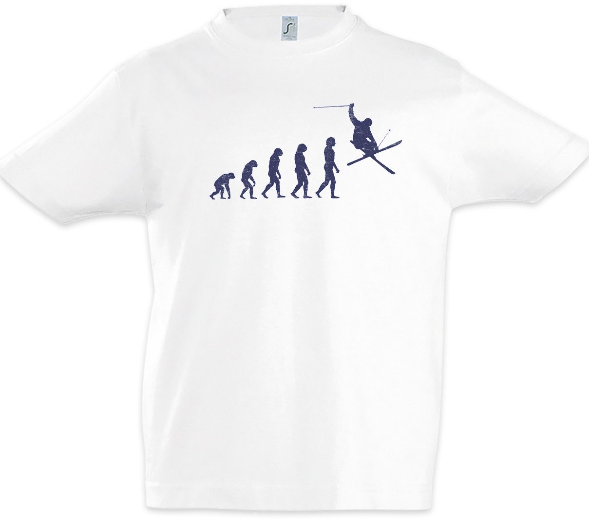 Print-Shirt Skier Evolution Kinder T-Shirt Ski Fahrhen Skiing Aprés Winter Slalom