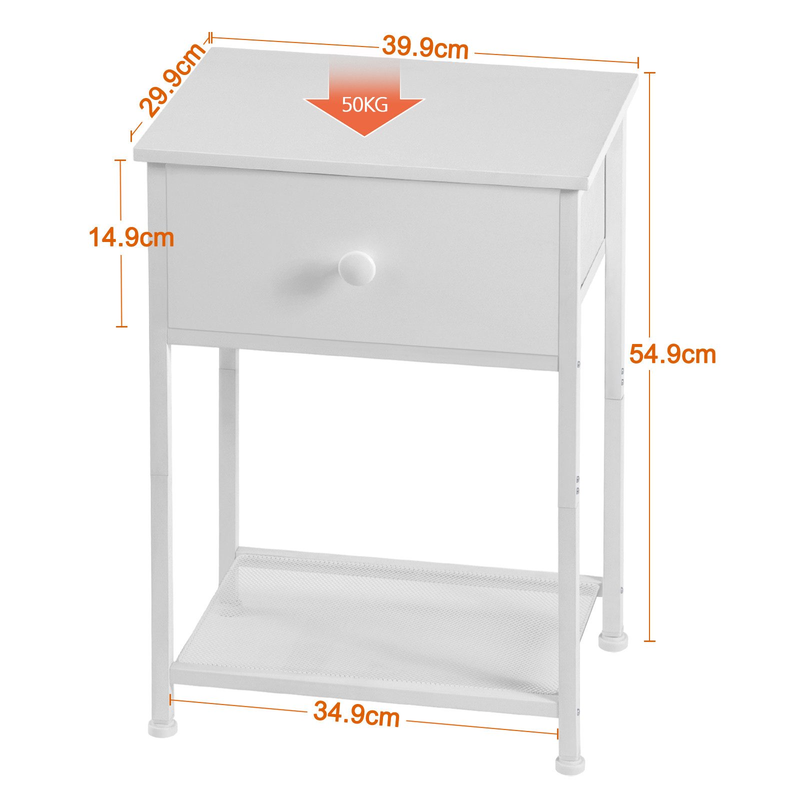 AMHANCIBLE Nachttisch 2er-Set im Industriestil, mit Schublade und offenem Ablagefach (2-St), Beistelltisch mit stabilem Metallrahmen, Maße 40×30×55 cm – Bild 2 von 5