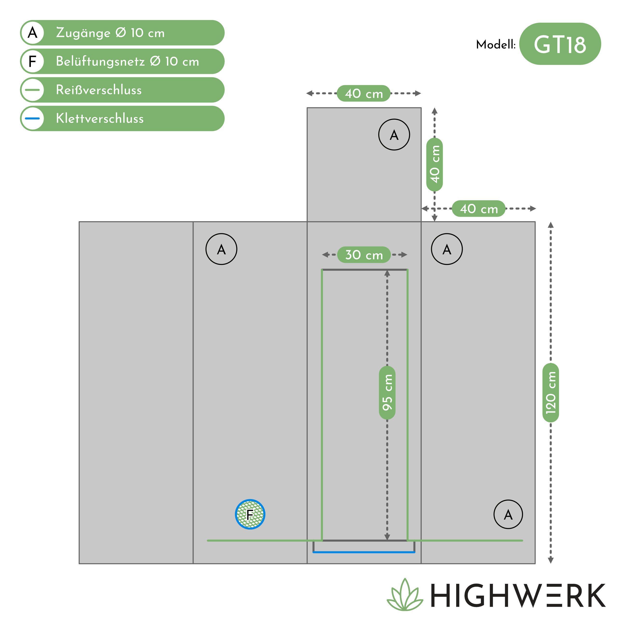 HIGHWERK Gewächshaus Growzelt 40 x 40 x 120 cm, Indoor Grow tent, schwarz g günstig online kaufen