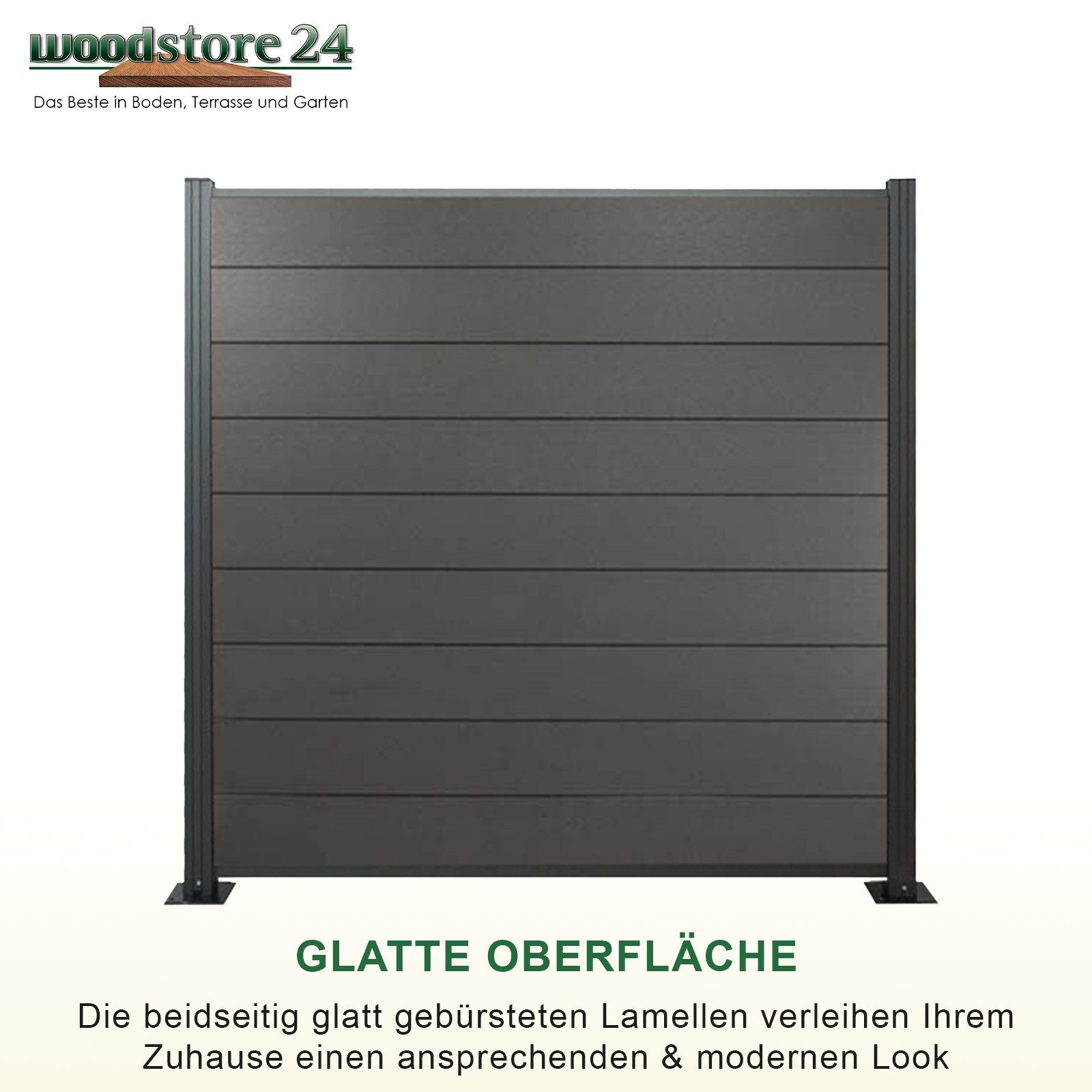 Woodstore24 Zaun WoodoZaun WPC Sichtschutzzaun gebürstete günstig online kaufen