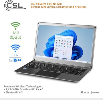 CSL Portabilität und Komfort Notebook (Intel N4120, UHD 600 Grafik, 240 GB SSD, 4GBRAM,für uneingeschränkte Mobilität & Leistungsstarke Vielseitigkeit)