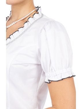 OS-Trachten Trachtenbluse Trachtenbluse Rüschenbluse TESSY weiss