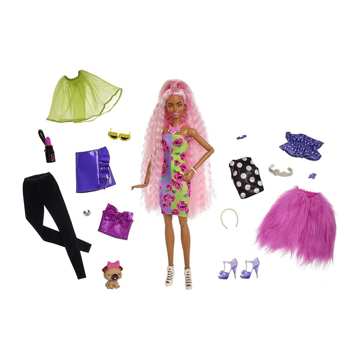 Mattel® Anziehpuppe Mattel HGR60 - Barbie - Extra - Deluxe Puppe mit Styling-Zubehör und Tier