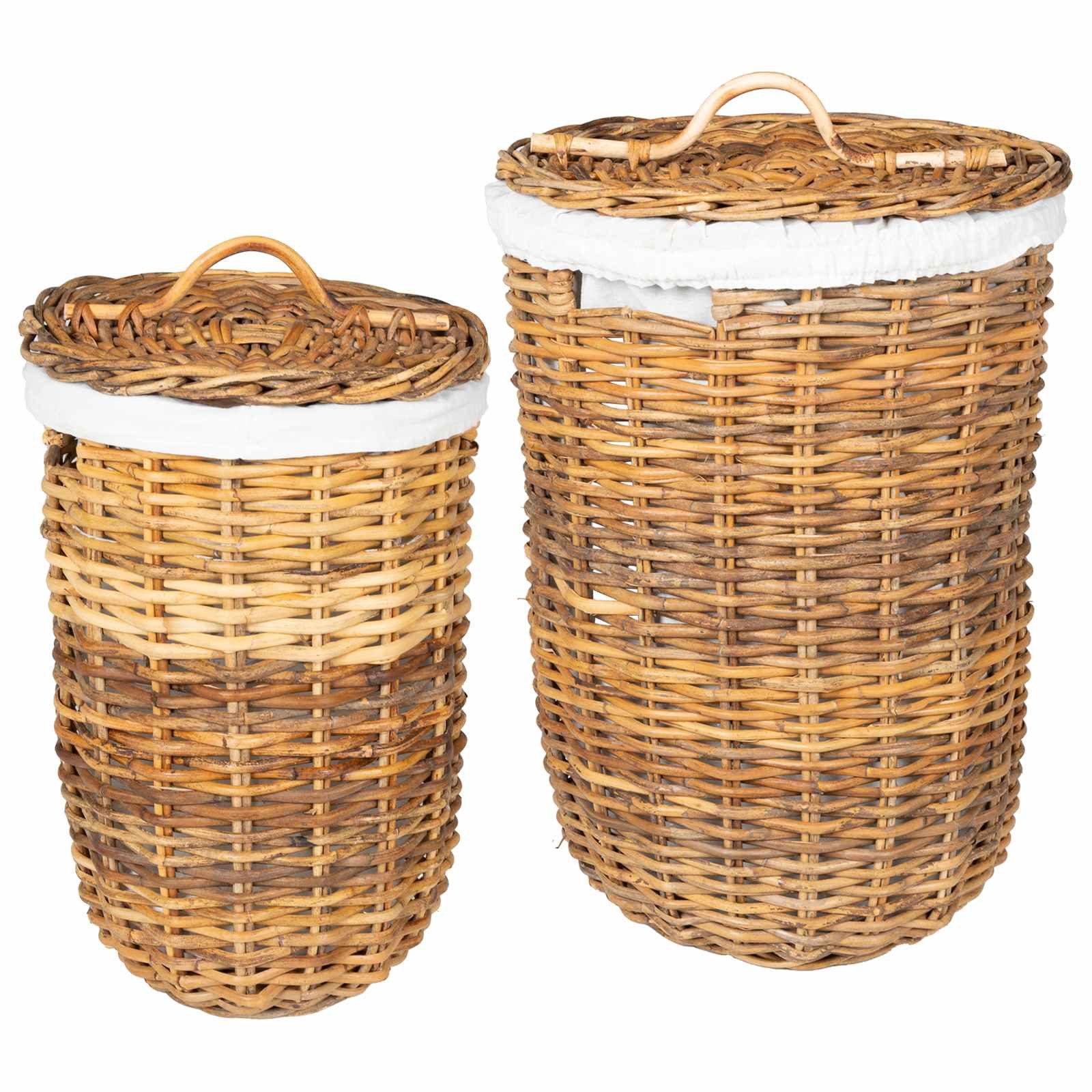 vidaXL Wäschekorb Wäschekorb mit Deckel GENDT 2 stk. Naturbraun Kubu Rattan (2 St)