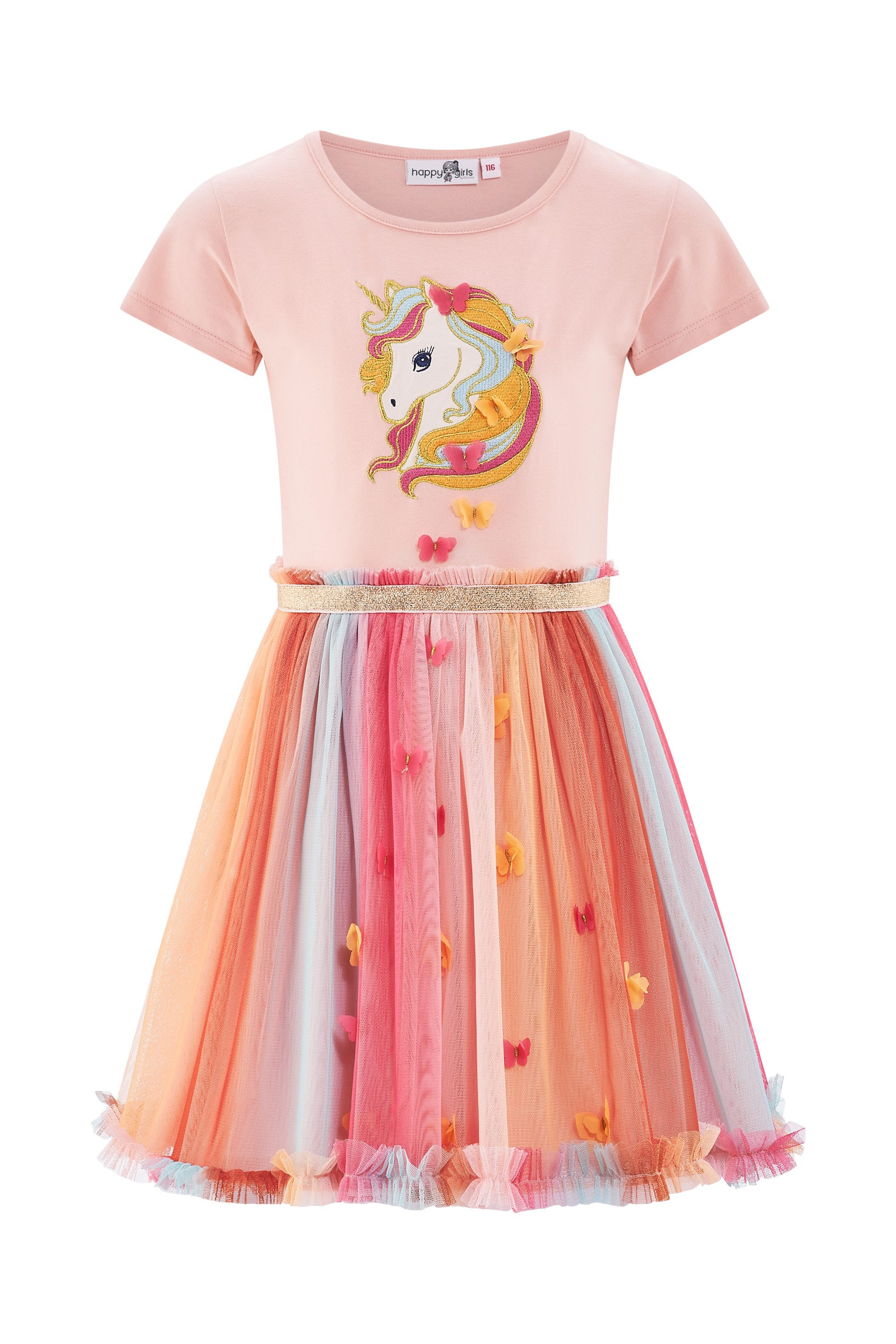 happy girls Jerseykleid mit Tüllrock und süßer Einhornstickerei