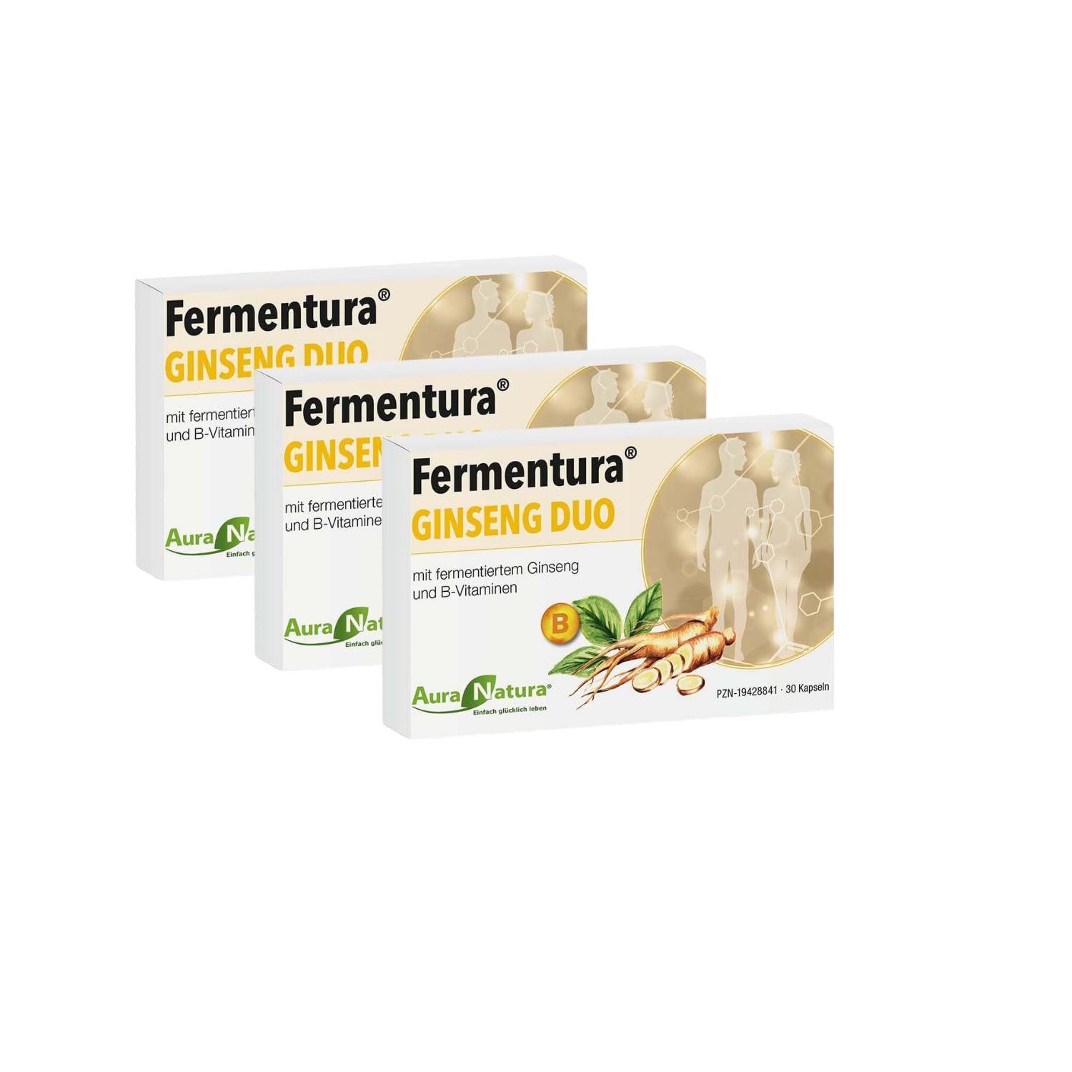 Aura Natura Fermentura® GINSENG DUO, Ginseng-Kapseln mit B-Vitaminen Kapseln, 1 er 30 St., 58.5 g, Ginseng Kapseln mit B-Vitaminen