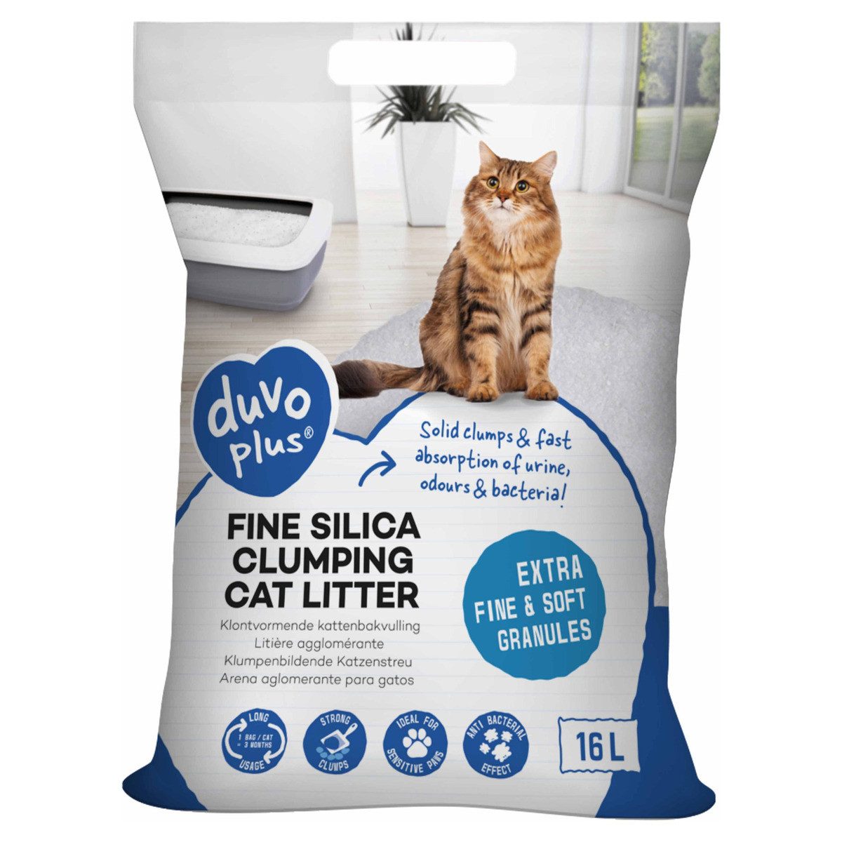 DUVO+ Katzenstreu Premium Fein Silica klumpenbildend weiß 16 Liter