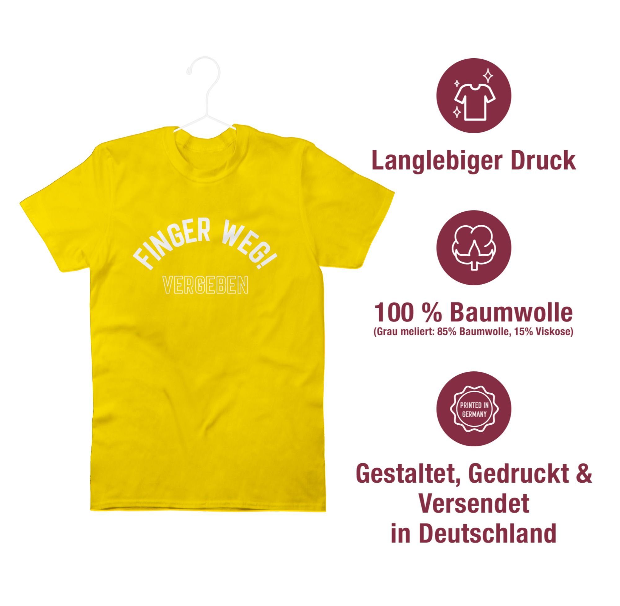 02 Gelb Herren Pärchen T-Shirt Shirtracer weg! Partner-Look Finger Vergeben