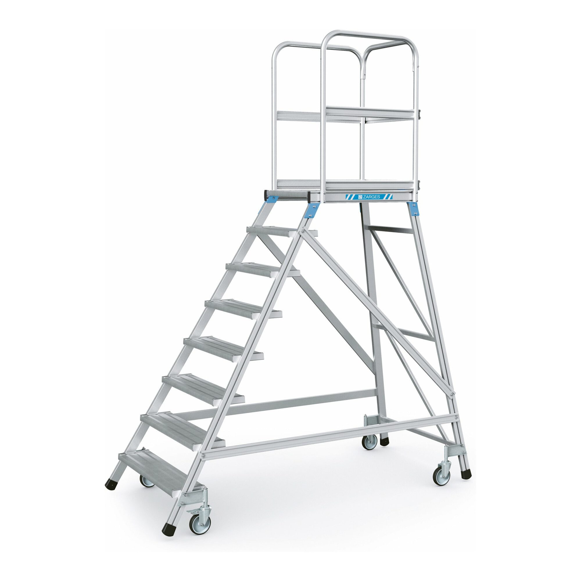 Zarges Treppenstufe ZARGES Podesttreppe einseitig 8 Stufen