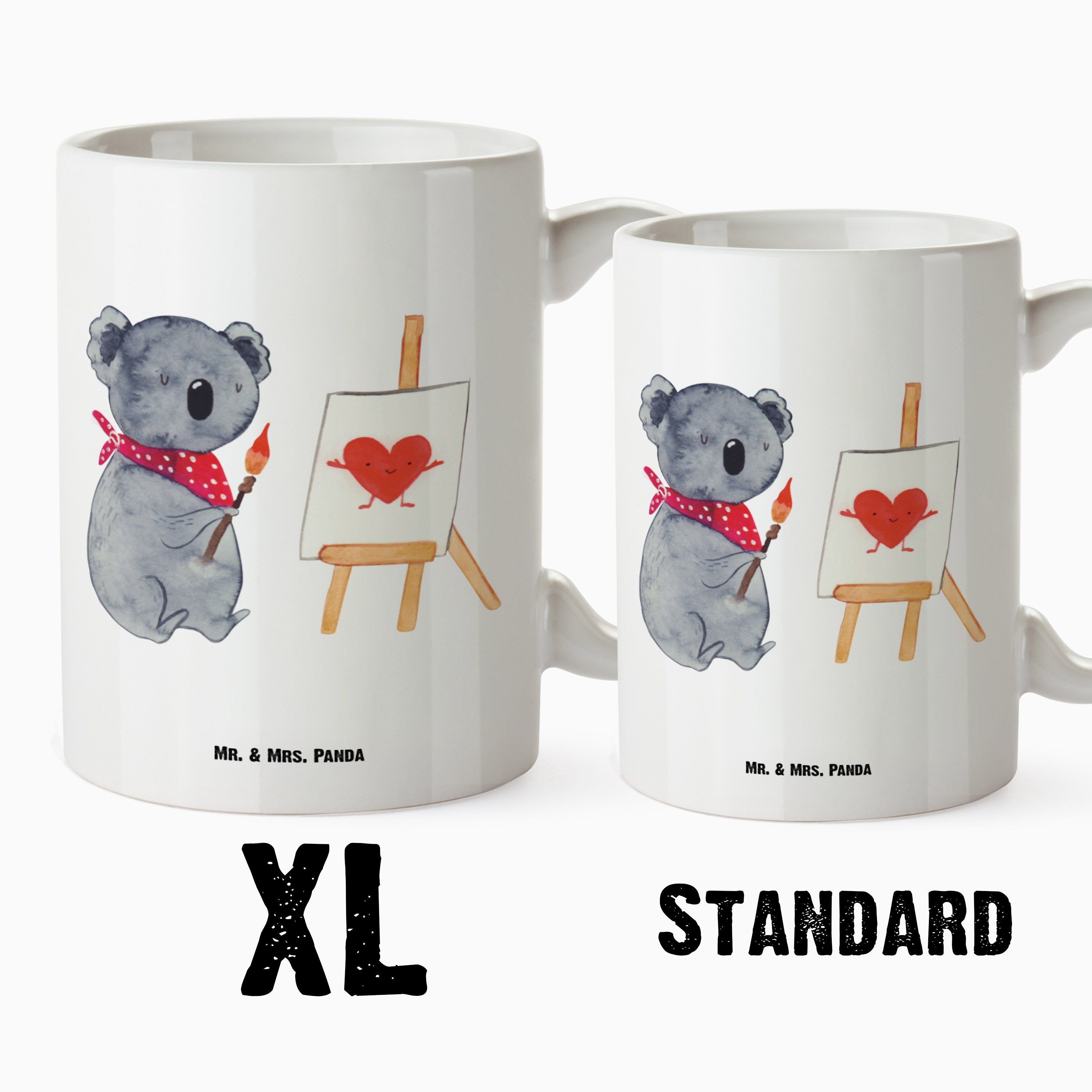 XL Keramik Tasse, Tasse Künstler & XL Panda Geschenk, Tasse, Weiß Gr, - Tasse Große - Koala Koalabär, Mrs. Mr.