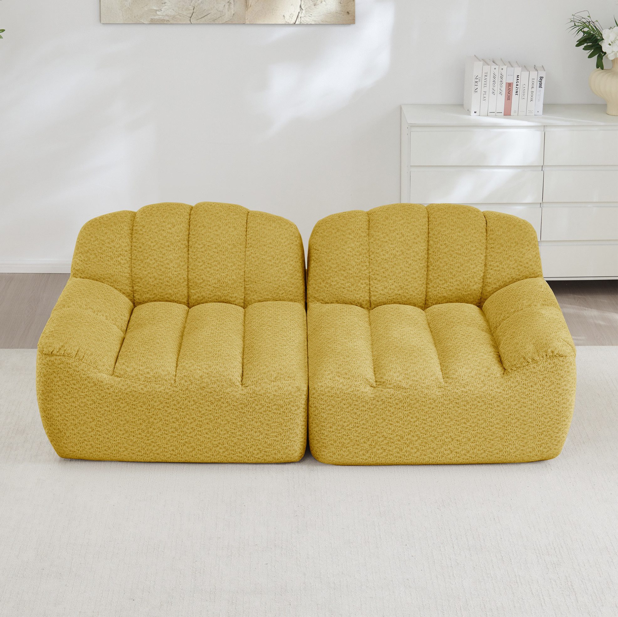 REDOM Loungesofa frameless Wohnsofa, mit stapelbaren Modulen, verbreiterter Sitzfläche und stabiler Schaumstofffüllung, pflegeleichtes Material, komfortables Relaxsofa für flexible Raumgestaltung 1 Teile