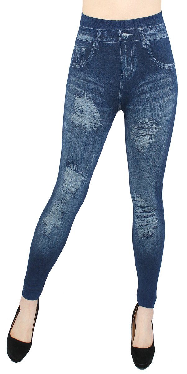 dy_mode Thermoleggings »Thermo Leggings Damen Jeggings Gefüttert  Thermoleggings Jeans-Optik« mit elastischem Bund, Hochbund