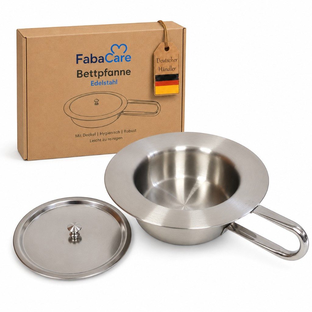 FabaCare Toilettensitzerhöhung Bettpfanne Edelstahl Steckbecken FabaCare Nachttopf sehr robust
