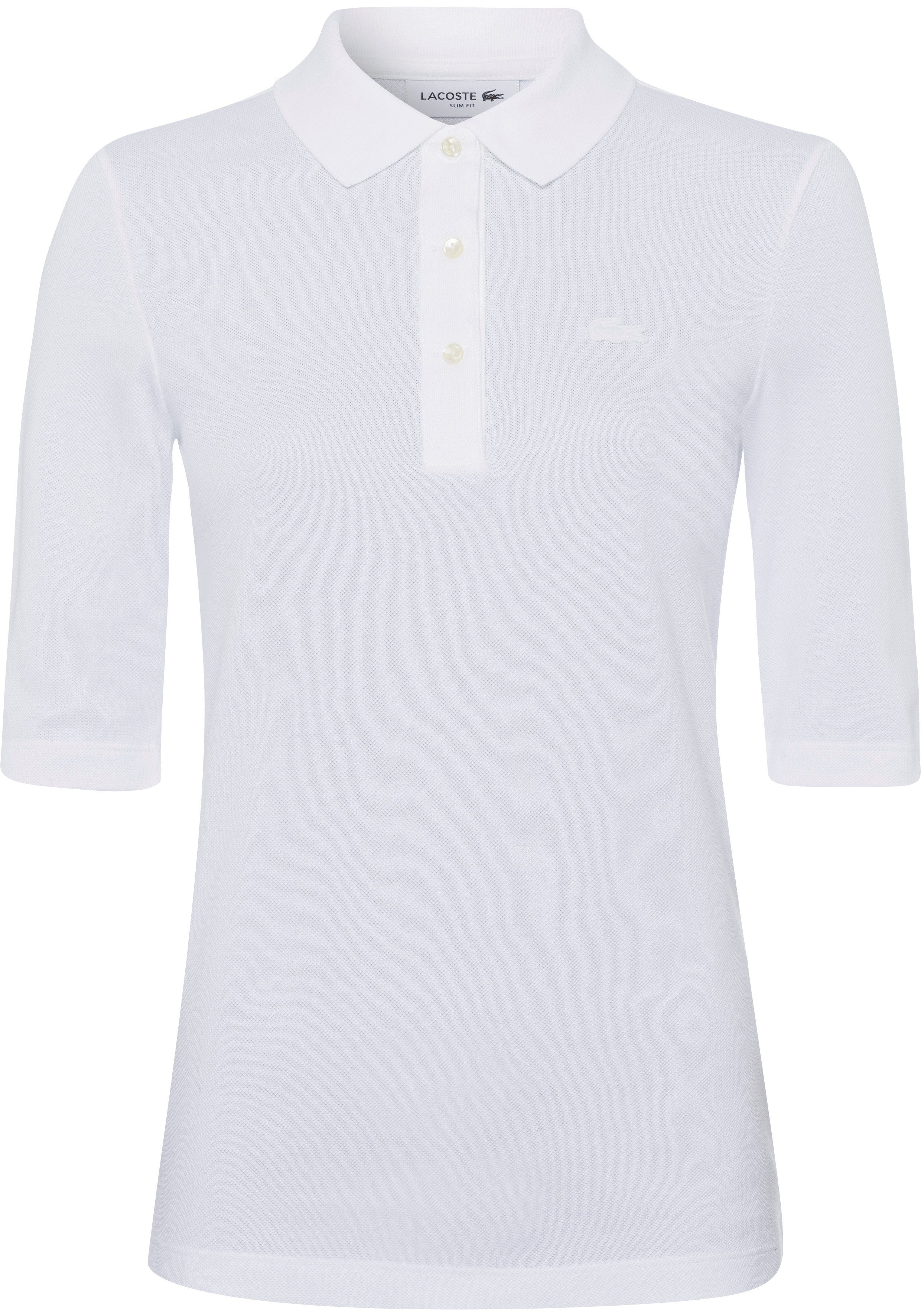 Lacoste Poloshirt mit tonigem Logo auf der Brust blanc