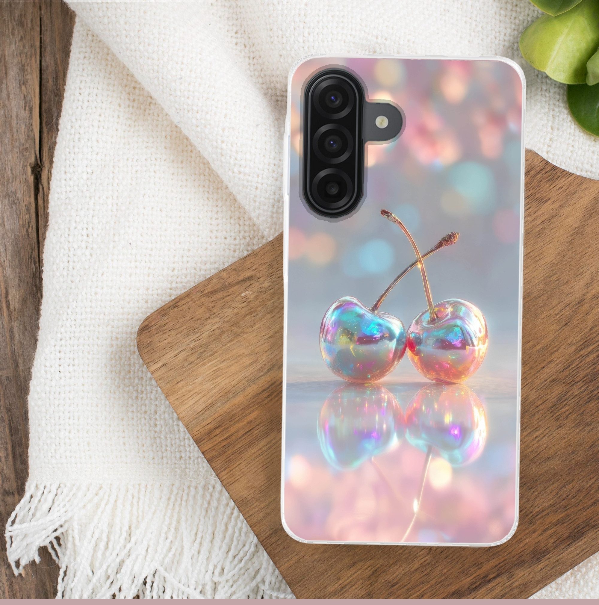 MuchoWow Handyhülle für Samsung Galaxy A17 Kirsche - Glänzend - Regenbogenfarbe, Smartphone-Bumper, Print, Handy Schutzhülle Dünn