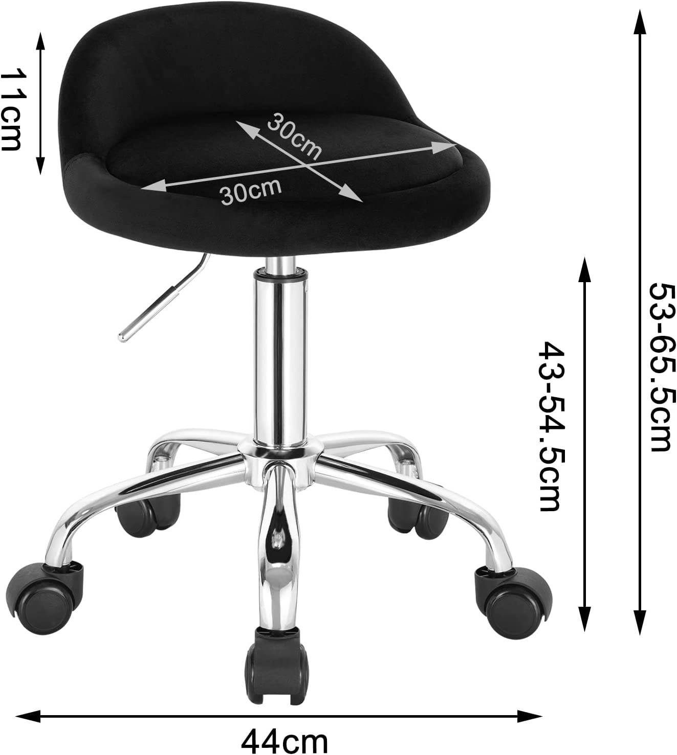 Woltu Bürostuhl, Sitzhöhe höhenverstellbar Rollen mit 43-54,5 Drehhocker cm