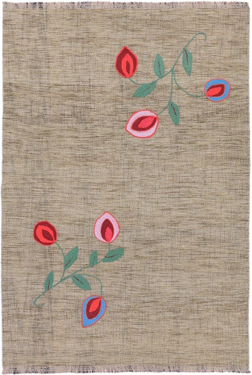 mm Orientteppich rechteckig, Orientteppich, Handgewebter Nain Kelim Flower Afghan 163x241 3 Trading, Höhe: