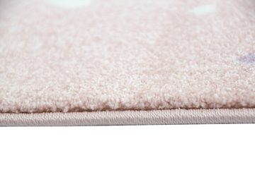 Kinderteppich Kinderteppich Spielteppich mit Wolken in Rosa, Teppich-Traum, Rund, Höhe: 13 mm