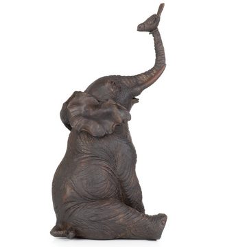 Moritz Dekofigur Deko-Figur Vogel auf Elefantenrüssel verspielt aus Polyresin dunkelbra, Dekofigur aus Polyresin Dekoelement Dekoration Figuren