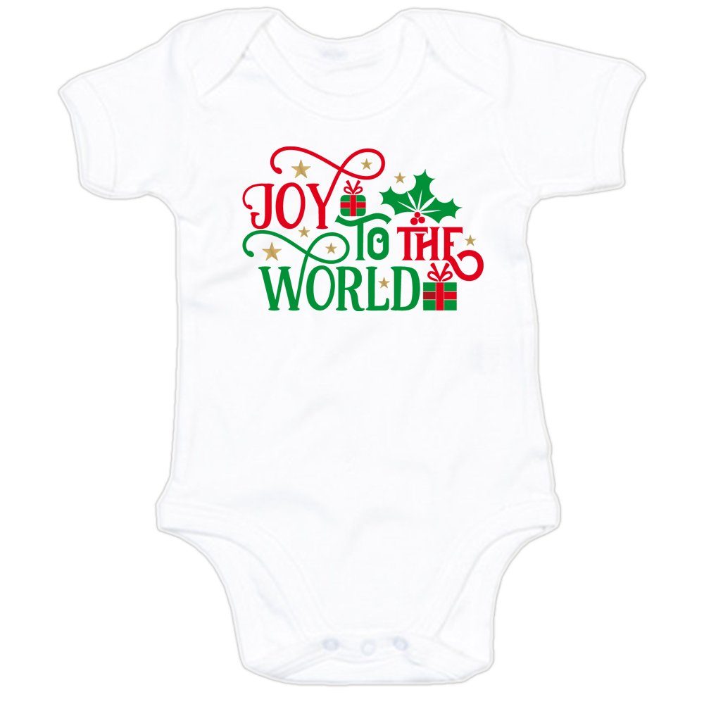 G-graphics Kurzarmbody Joy to the world Baby Body mit Spruch / Motiv / Aufdruck • mit Weihnachtsmotiv